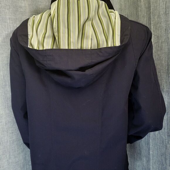 MACKINTOSH New England Rain Wind Breaker Jacket Removable Hood Navy Women's S - Picture 14 of 16